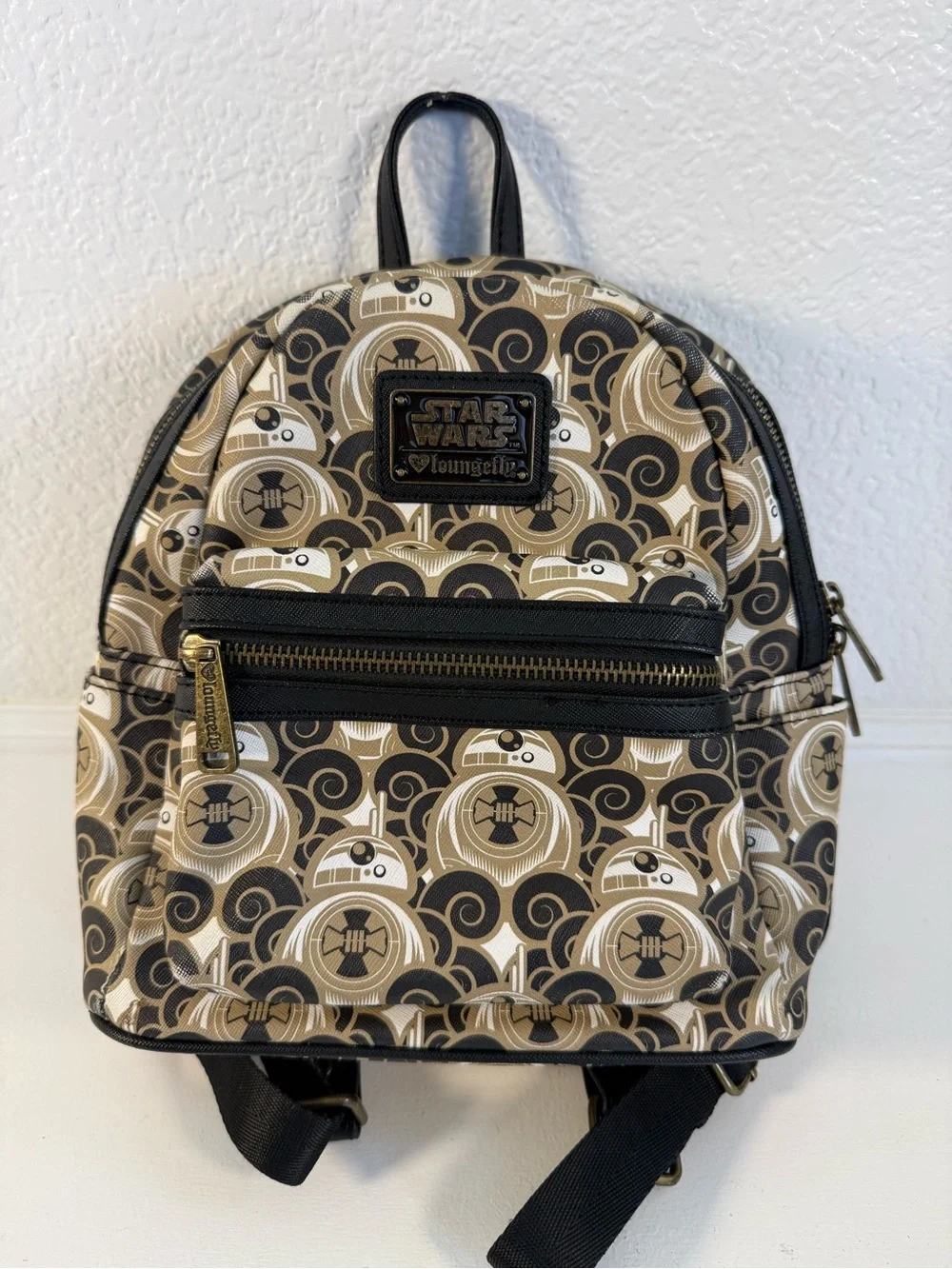 Loungefly Star Wars BB-8 Allover Mini Backpack - Beige & Black